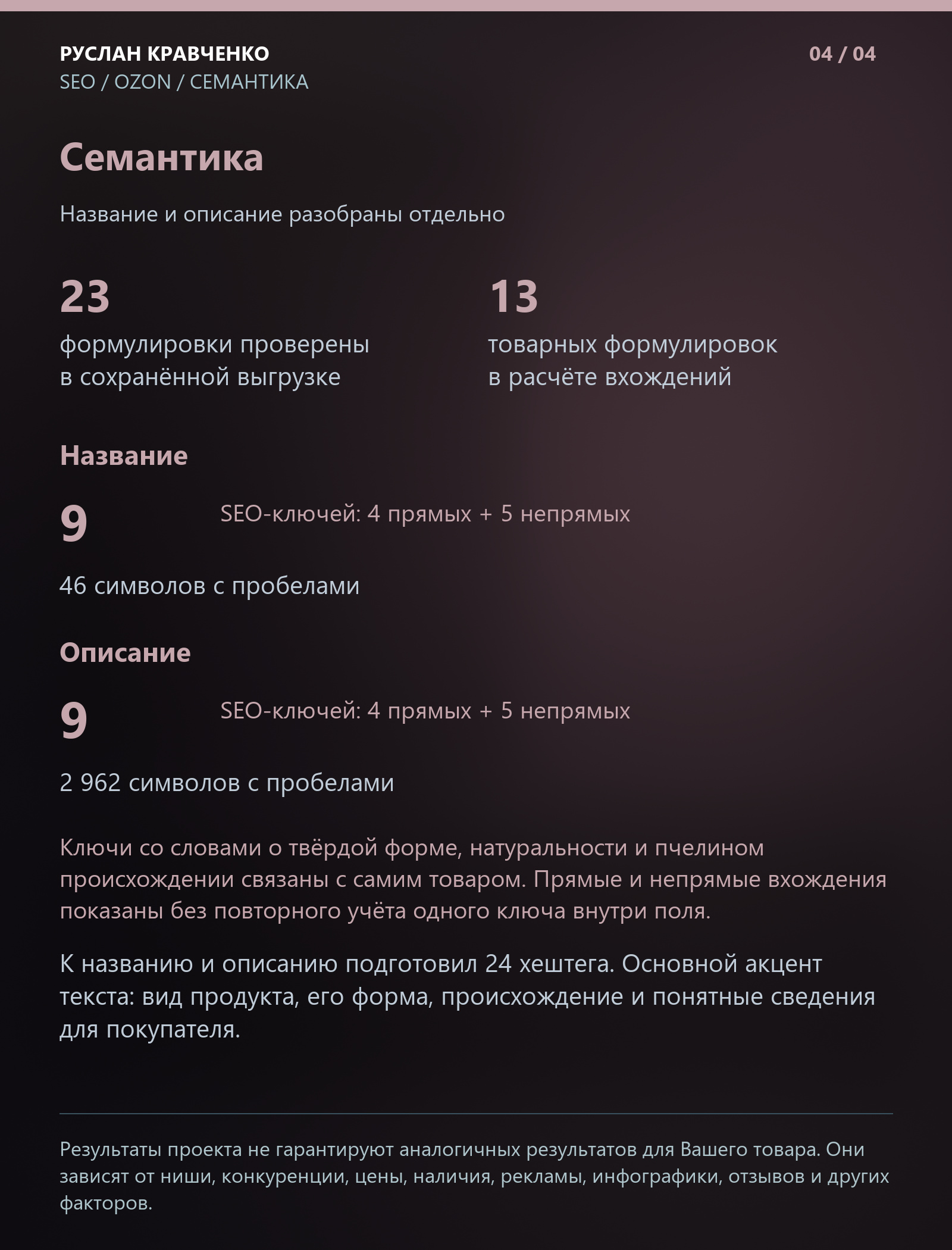 SEO-оптимизация карточки прополиса на Ozon: слайд 4